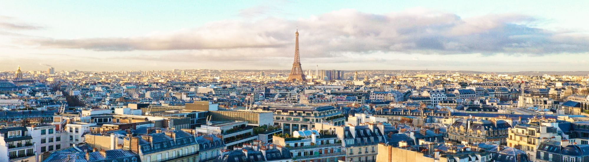 Vue en hauteur de la Tour Eiffel et de Paris. 